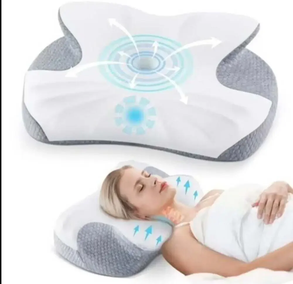 Ergonomic Cervical Memory Foam Neck Pillow for Pain Relief with Cooling Support